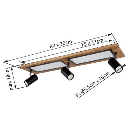 Globo - LED-Strahler LED/24W/230V + 3xGU10/5W