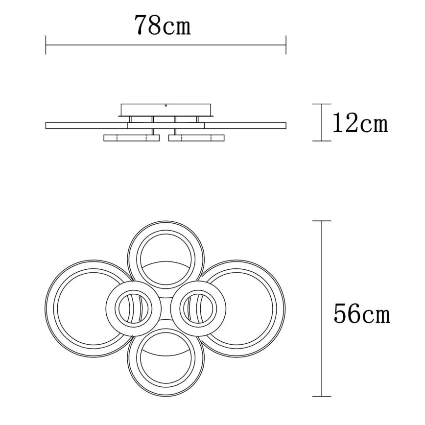 Globo - Plafoniera LED dimmerabile LED/60W/230V 2700-6000K 56x78 cm antracite + telecomando