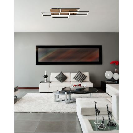 Globo 67359-40 - Lampada da soffitto LED dimmerabile JEFFRY 40W/230V 32,5 x 87,5 cm marrone/nero + telecomando