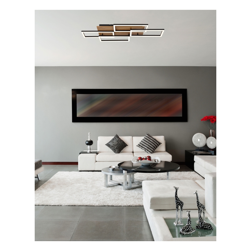 Globo 67359-40 - Lampada da soffitto LED dimmerabile JEFFRY 40W/230V 32,5 x 87,5 cm marrone/nero + telecomando
