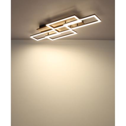 Globo 67359-40 - Lampada da soffitto LED dimmerabile JEFFRY 40W/230V 32,5 x 87,5 cm marrone/nero + telecomando