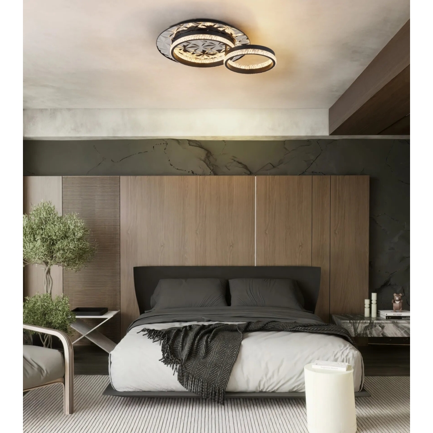 Globo - LED-Deckenleuchte LED/24W/230V 3000K 40x50,5 cm schwarz/glänzendes Chrom