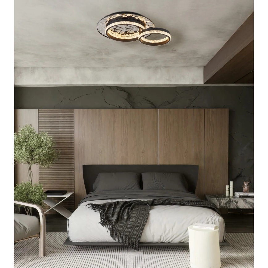 Globo - LED-Deckenleuchte LED/24W/230V 3000K 40x50,5 cm schwarz/glänzendes Chrom