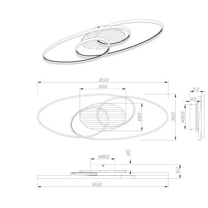 Globo - Plafonnier LED/40 W/230 V 3000 K 85 x 30 cm