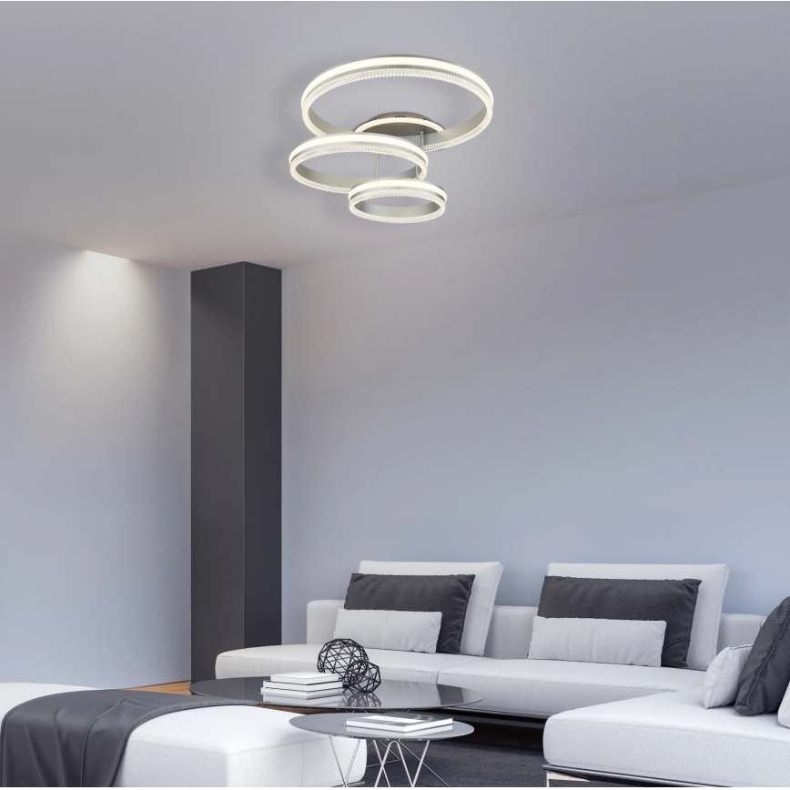 Globo - Plafonnier LED dimmable/72W/230V 2700-6000K argenté + télécommande