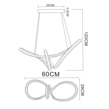 Globo - LED-dimmbare Pendelleuchte an Kabel LED/45W/230V 2700-6000K glänzender Chrom + Fernbedienung