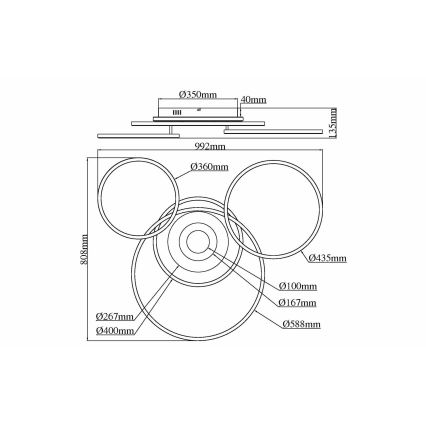 Globo - LED-dimmbare Deckenleuchte LED/60W/230V 2700-6500K 80,8x99,2 cm Messing + Fernbedienung