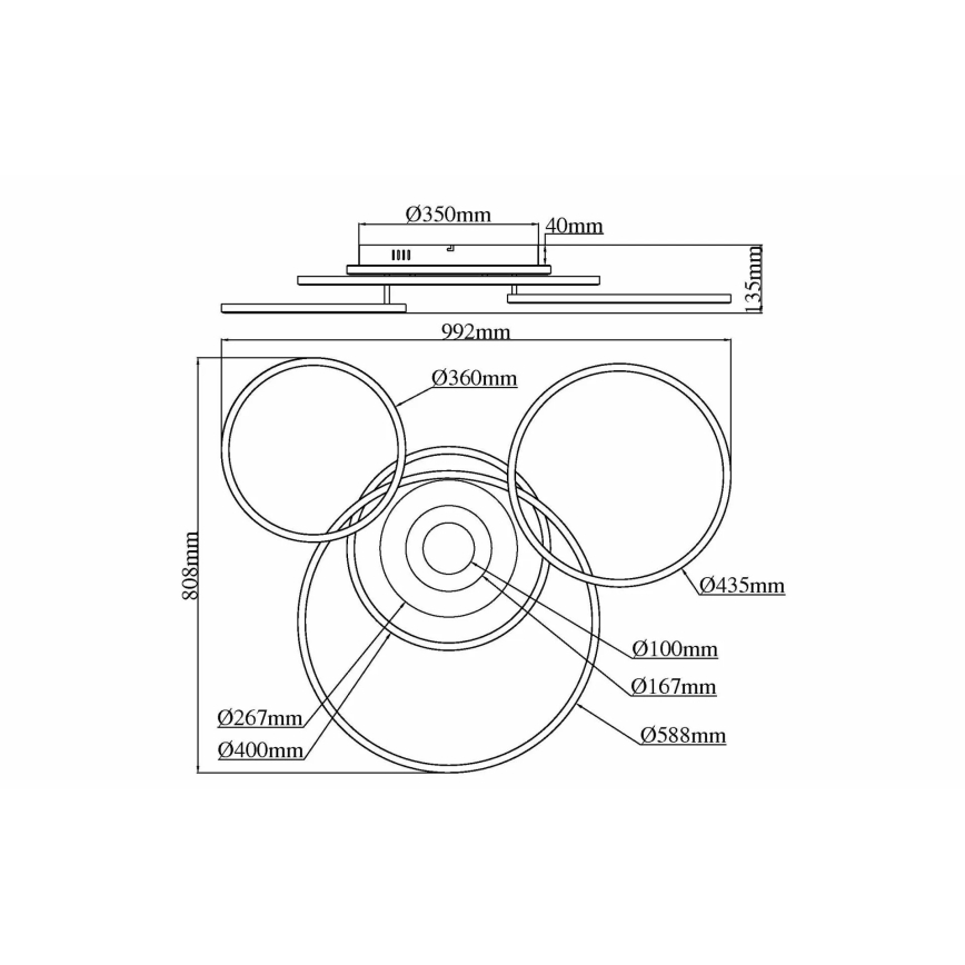 Globo - LED-dimmbare Deckenleuchte LED/60W/230V 2700-6500K 80,8x99,2 cm Messing + Fernbedienung
