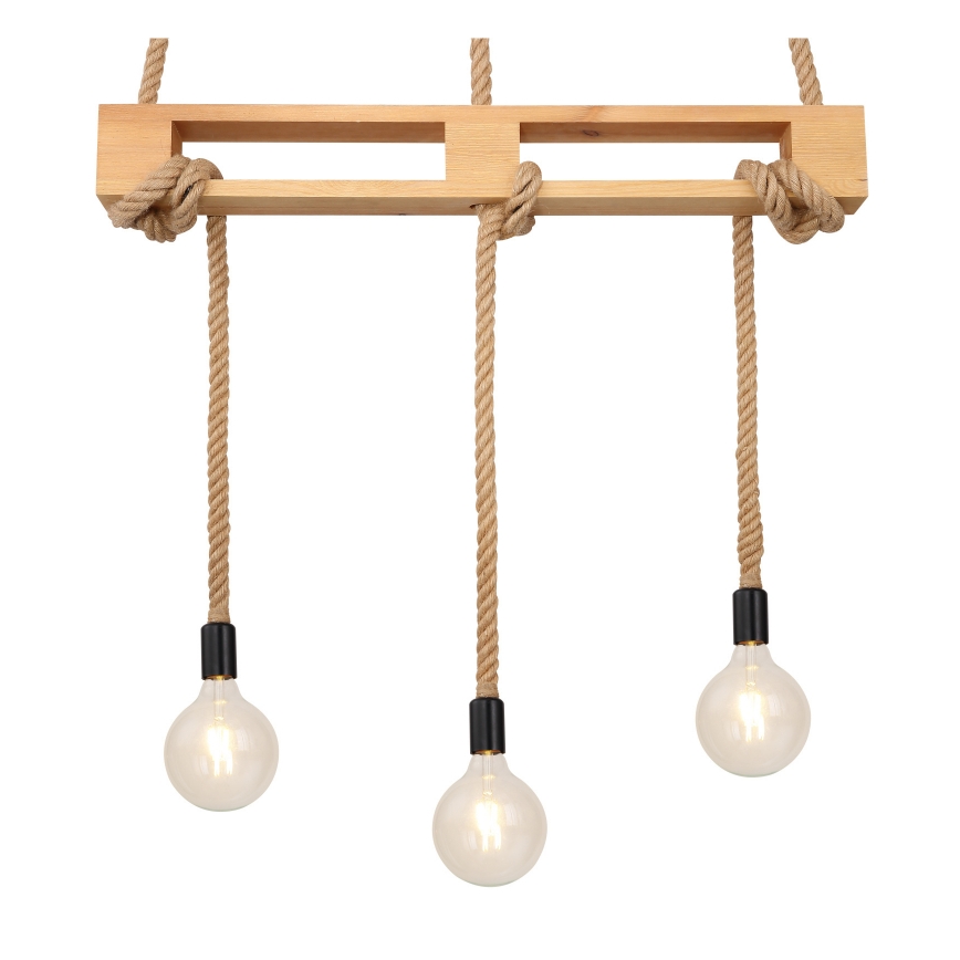 Globo - Hängeleuchte an Schnur 3xE27/60W/230V Kiefer