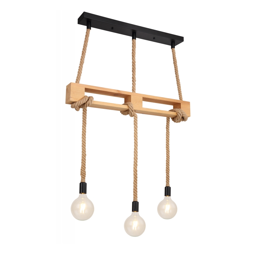 Globo - Lampadario a sospensione con filo 3xE27/60W/230V pino