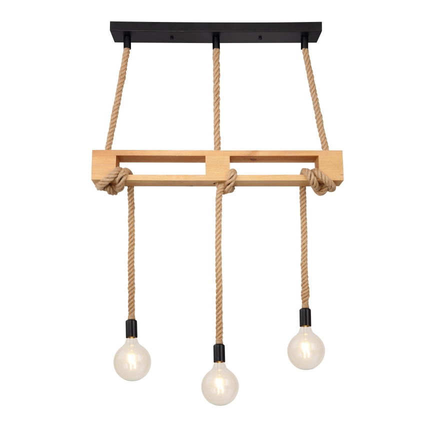 Globo - Lampadario a sospensione con filo 3xE27/60W/230V pino