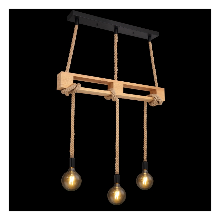 Globo - Lampadario a sospensione con filo 3xE27/60W/230V pino