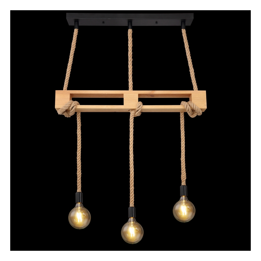 Globo - Lampadario a sospensione con filo 3xE27/60W/230V pino