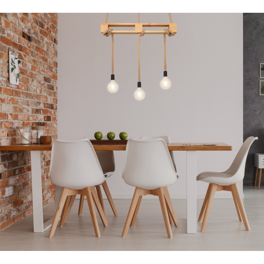 Globo - Lampadario a sospensione con filo 3xE27/60W/230V pino
