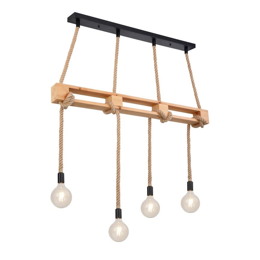 Globo - Hängeleuchte an Schnur 4xE27/60W/230V Kiefer