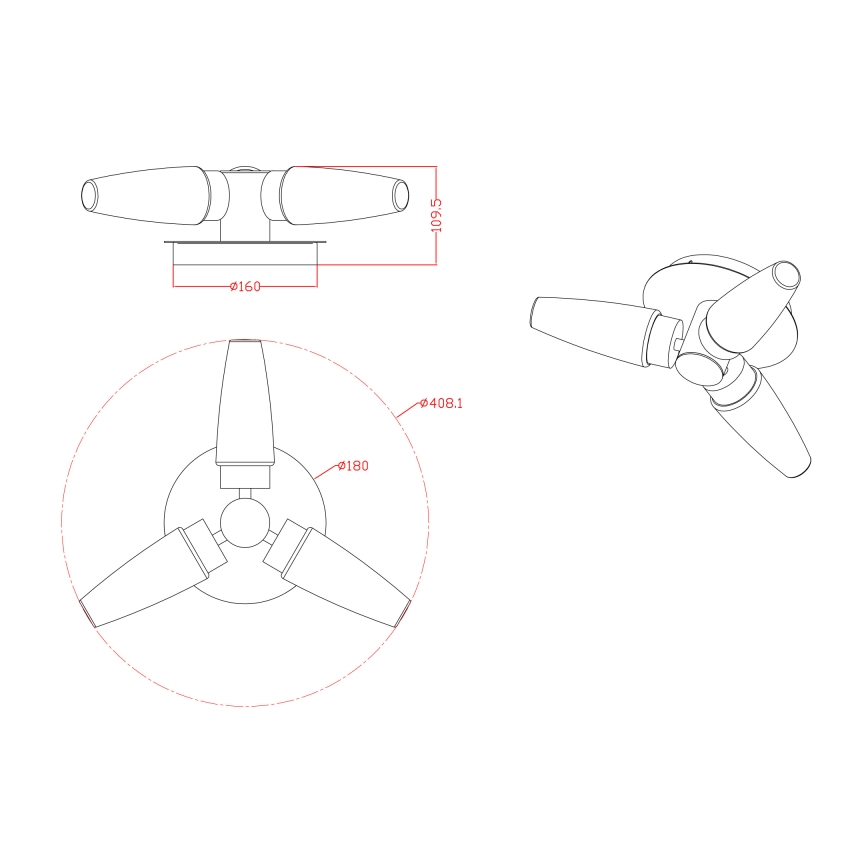 Globo 78160-3D - Spot de salle de bain 3xE14/20W IP44