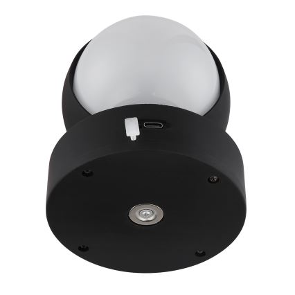 Globo - Applique murale tactile à intensité variable et rechargeable LED/1,4W/5V 1800 mAh noir