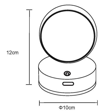 Globo - Applique murale tactile à intensité variable et rechargeable LED/1,4W/5V 1800 mAh noir