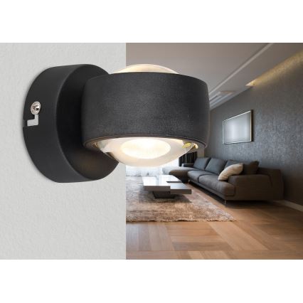 Globo - Applique LED/7W/230V 3000K nera