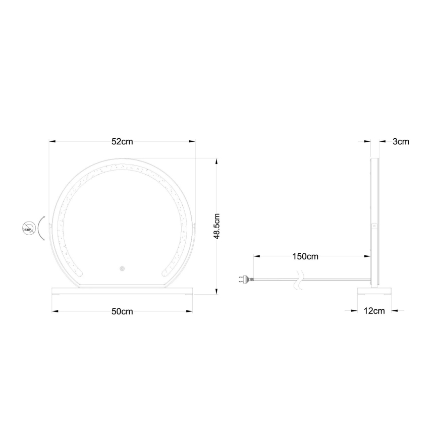 Globo - Dimmbarer LED-Wandspiegel mit Hintergrundbeleuchtung LED/10W/230V 2700/4000/6500K 12x48,5 cm