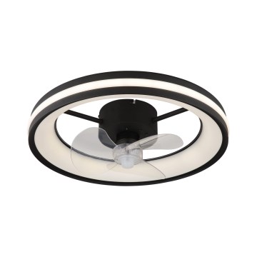 Globo - Dimmbare LED-Deckenleuchte mit Ventilator LED/30W/230V 2700-6500K schwarz + Fernbedienung