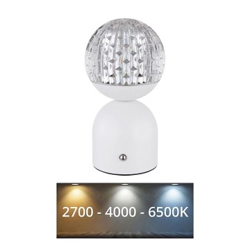 Globo - Dimmbare LED-Tischleuchte mit Touch-Funktion LED/2W/5V 2700/4000/65000K 1800 mAh weiß