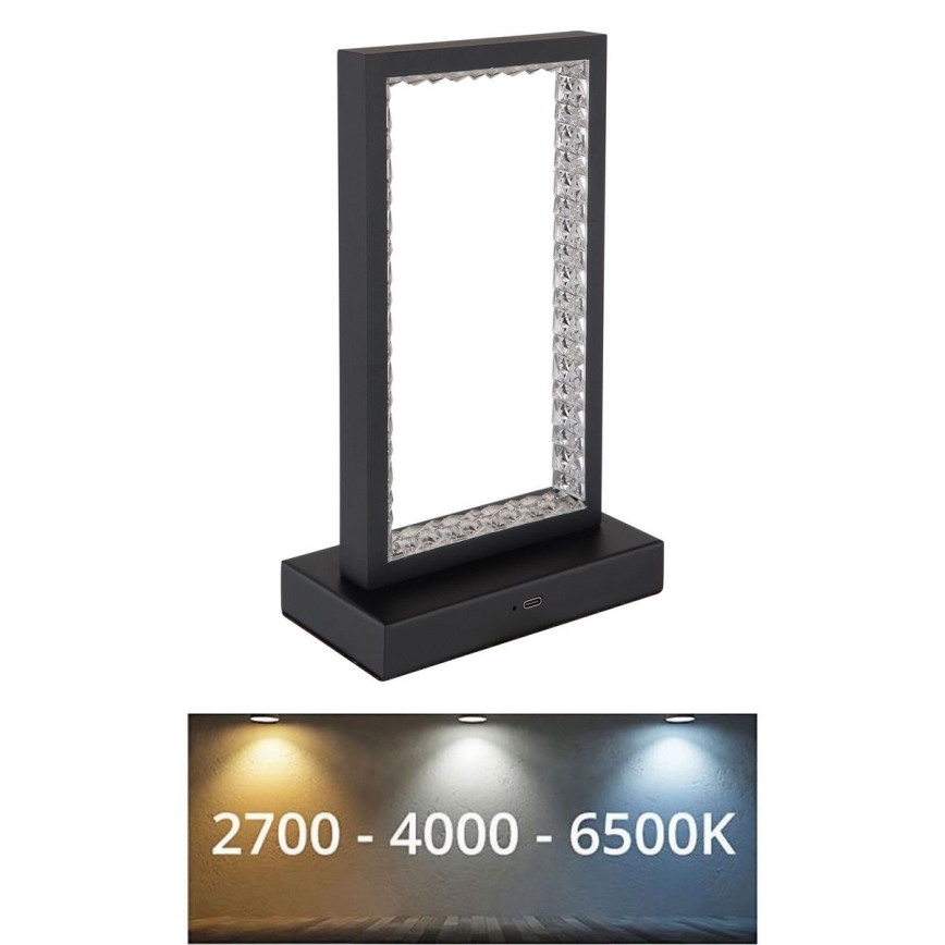 Globo - Dimmbare LED-Tischleuchte mit Touch-Funktion LED/3W/3,7V 2700K/4000K/6500K 1800 mAh USB schwarz