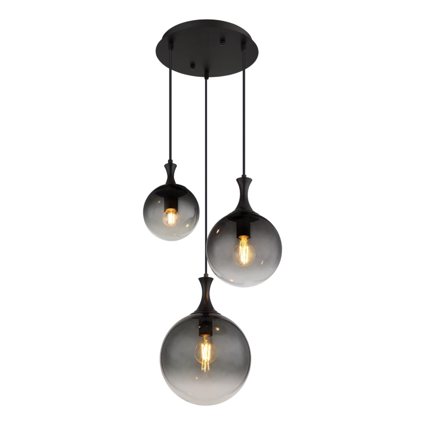 Globo - Hängeleuchte 3xE27/10W/230V d 48 cm schwarz