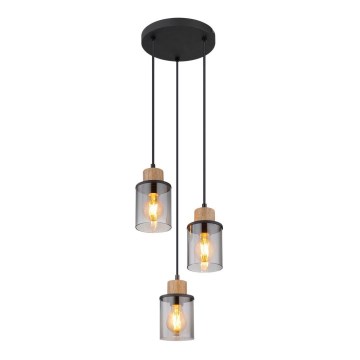 Globo - Hängeleuchte 3xE27/15W/230V d 27 cm Eiche