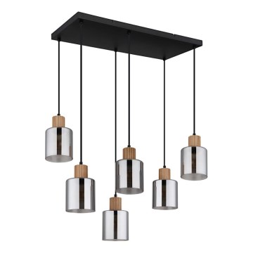 Globo - Hängeleuchte 6xE27/25W/230V schwarz