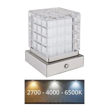Globo - Lampada da tavolo LED dimmerabile con funzione Touch LED/2,5W/3,7V 2700K/4000K/6500K 1800 mAh USB cromo opaco