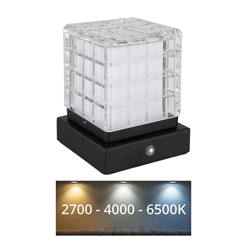 Globo - Lampada da tavolo LED dimmerabile con funzione Touch LED/2,5W/3,7V 2700K/4000K/6500K 1800 mAh USB nero