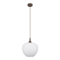 Globo - Lampadario a sospensione con filo 1xE27/60W/230V diametro 29 cm bianco/marrone