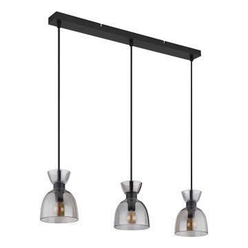 Globo - Lampadario a sospensione con filo 3xE14/40W/230V nero/fumé