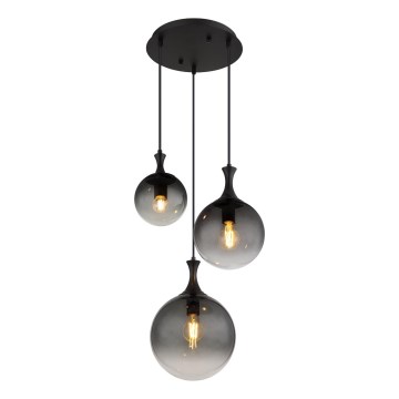Globo - Lampadario a sospensione con filo 3xE27/10W/230V diametro 48 cm nero