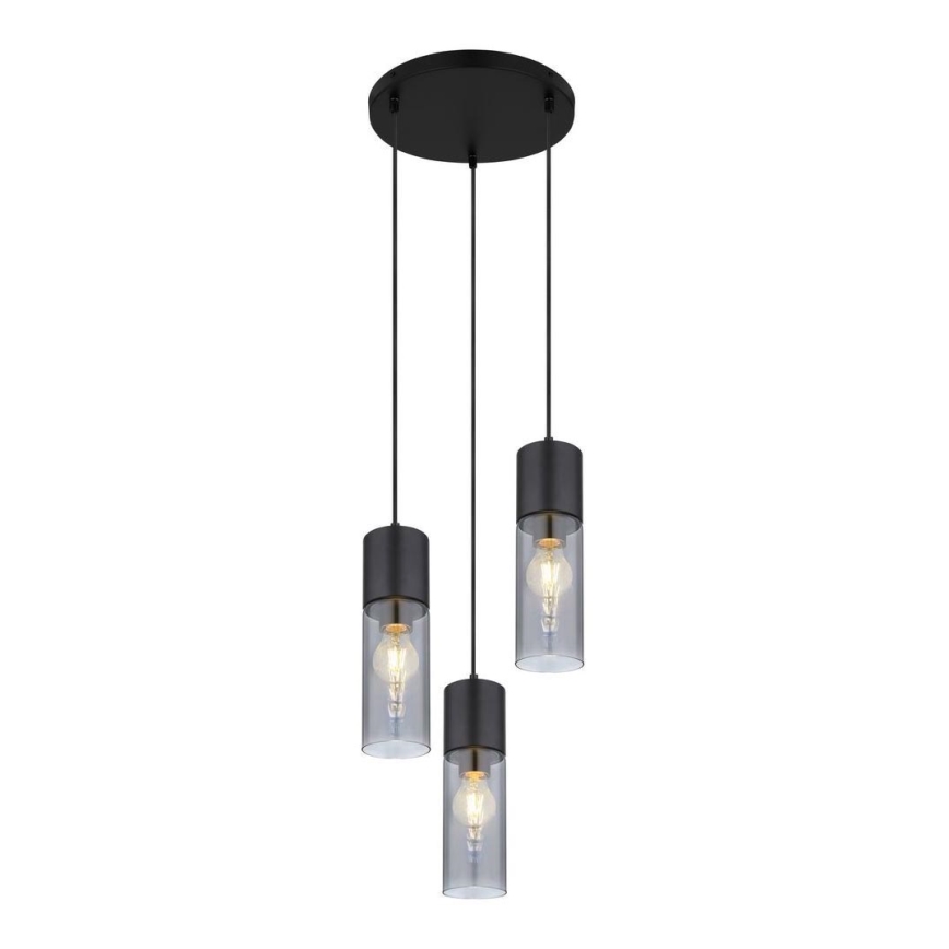 Globo - Lampadario a sospensione con filo 3xE27/25W/230V diametro 30 cm nero