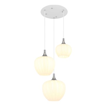 Globo - Lampadario a sospensione con filo 3xE27/40W/230V bianco
