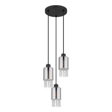 Globo - Lampadario a sospensione con filo 3xE27/40W/230V diametro 25 cm nero
