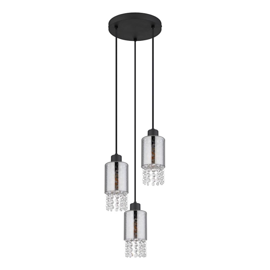Globo - Lampadario a sospensione con filo 3xE27/40W/230V diametro 25 cm nero