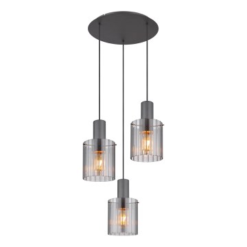 Globo - Lampadario a sospensione con filo 3xE27/40W/230V diametro 48 cm grigio