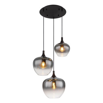 Globo - Lampadario a sospensione con filo 3xE27/40W/230V diametro 48 cm nero