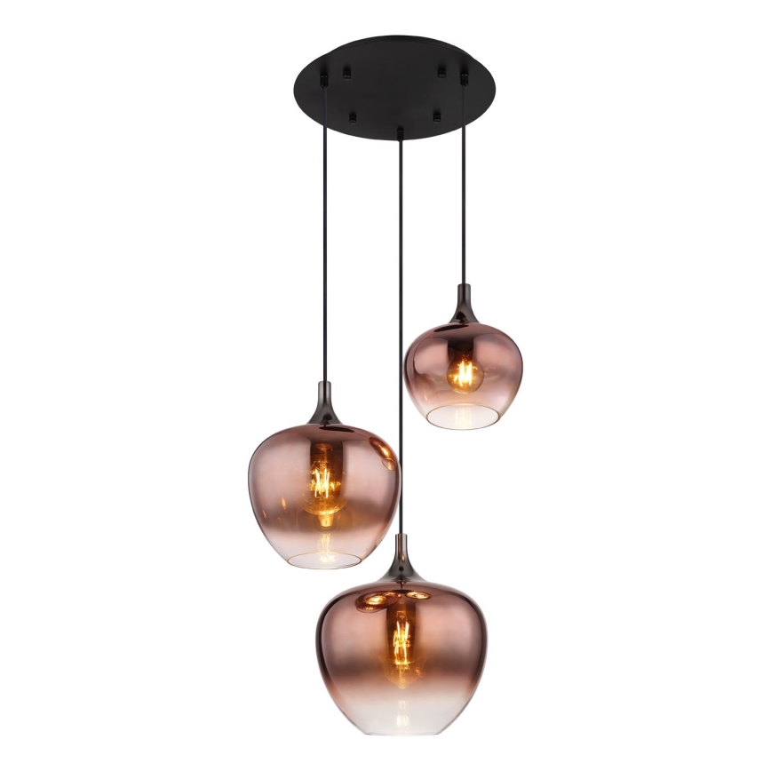 Globo - Lampadario a sospensione con filo 3xE27/40W/230V rame
