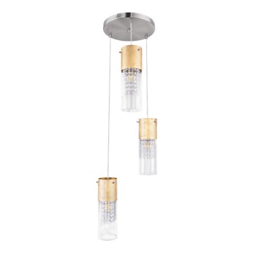 Globo - Lampadario a sospensione con filo 3xE27/60W/230V diametro 30 cm oro