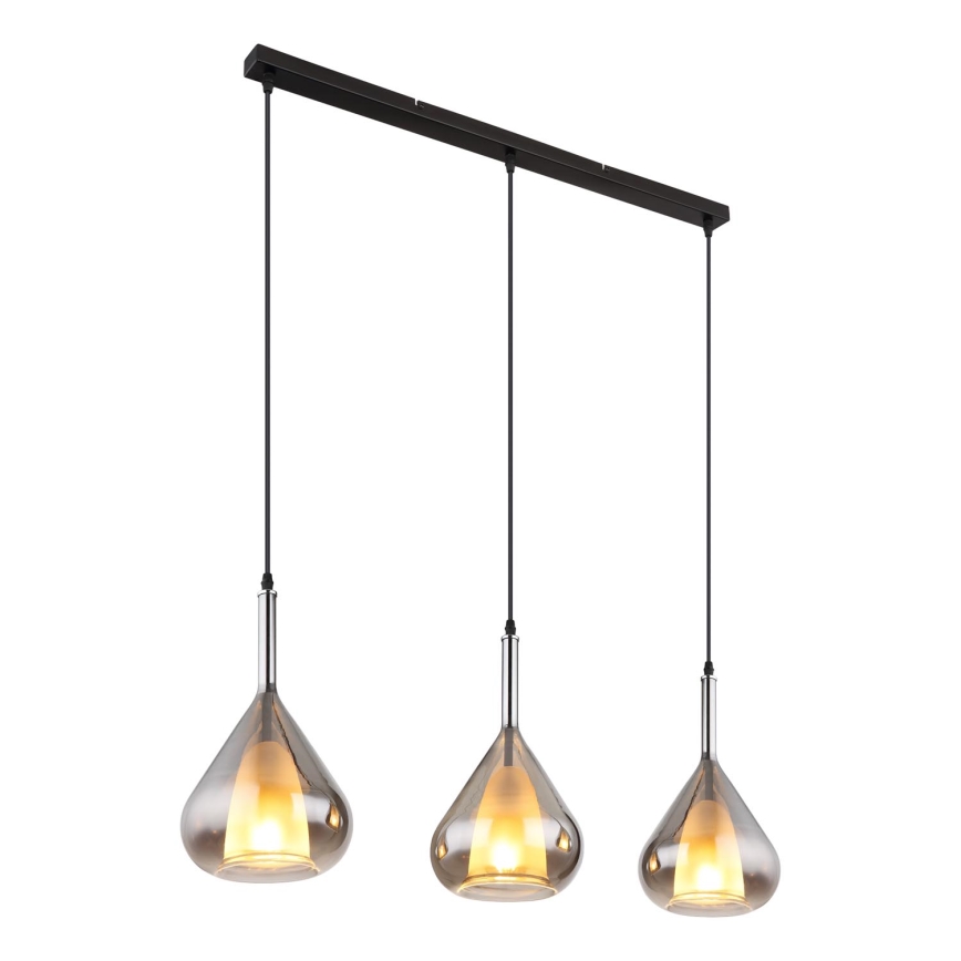 Globo - Lampadario a sospensione con filo 3xE27/60W/230V nero
