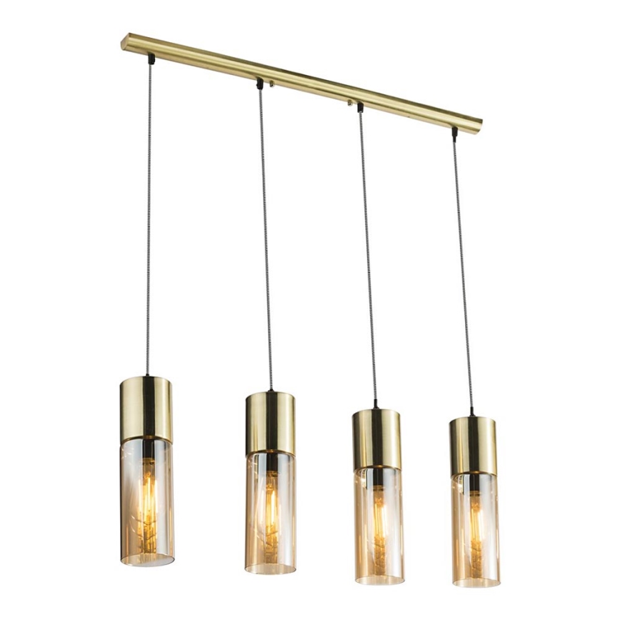 Globo - Lampadario a sospensione con filo 4xE27/25W/230V ottone