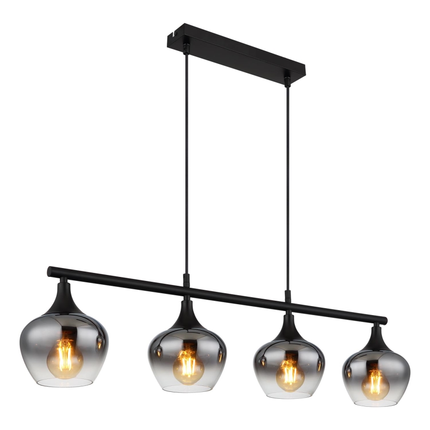 Globo - Lampadario a sospensione con filo 4xE27/40W/230V nero