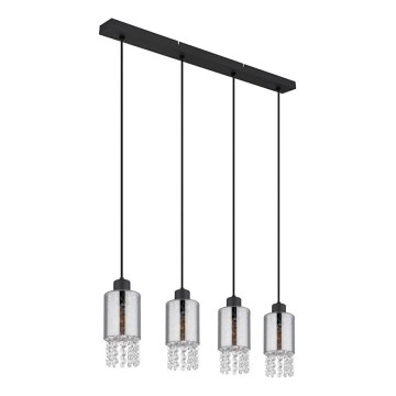 Globo - Lampadario a sospensione con filo 4xE27/40W/230V nero