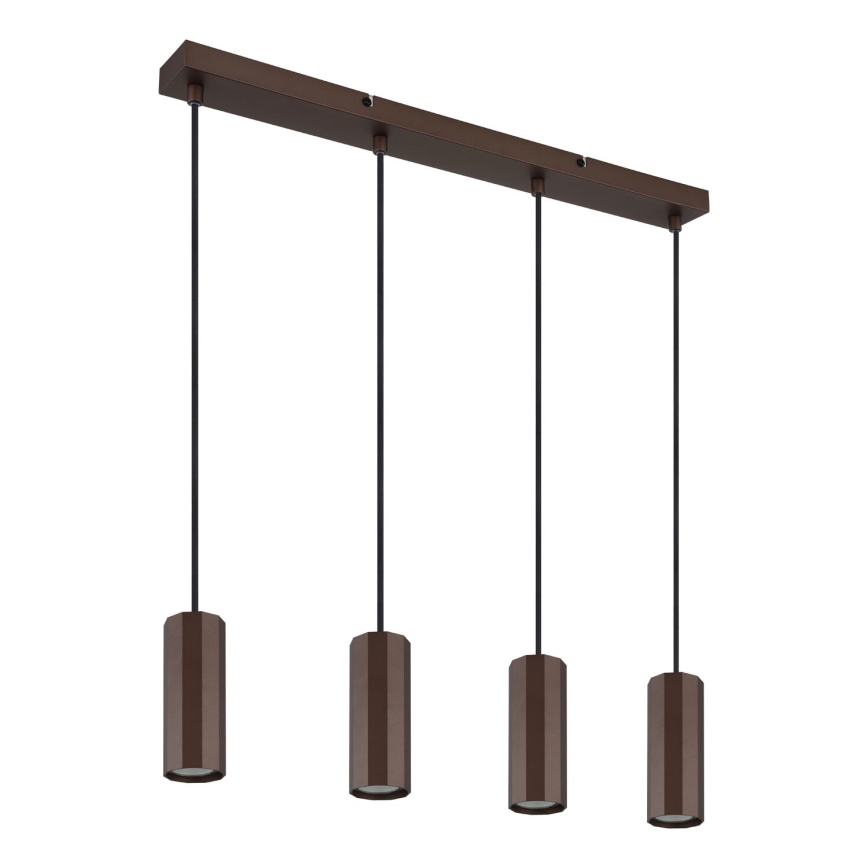 Globo - Lampadario a sospensione con filo 4xGU10/25W/230V marrone