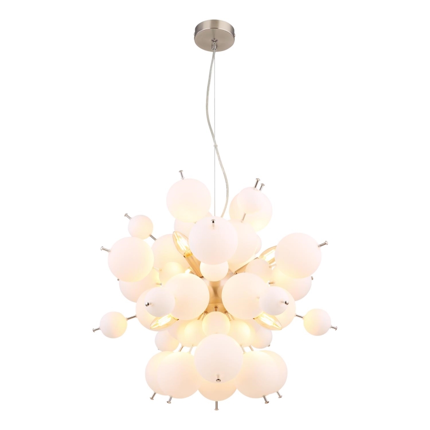 Globo - Lampadario a sospensione con filo 6xE14/25W/230V diametro 55 cm bianco