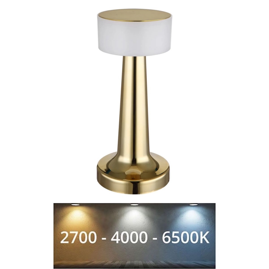 Globo - Lampe de table tactile à intensité variable LED/1W/3,7V 2700K/4000K/6500K 800 mAh USB doré